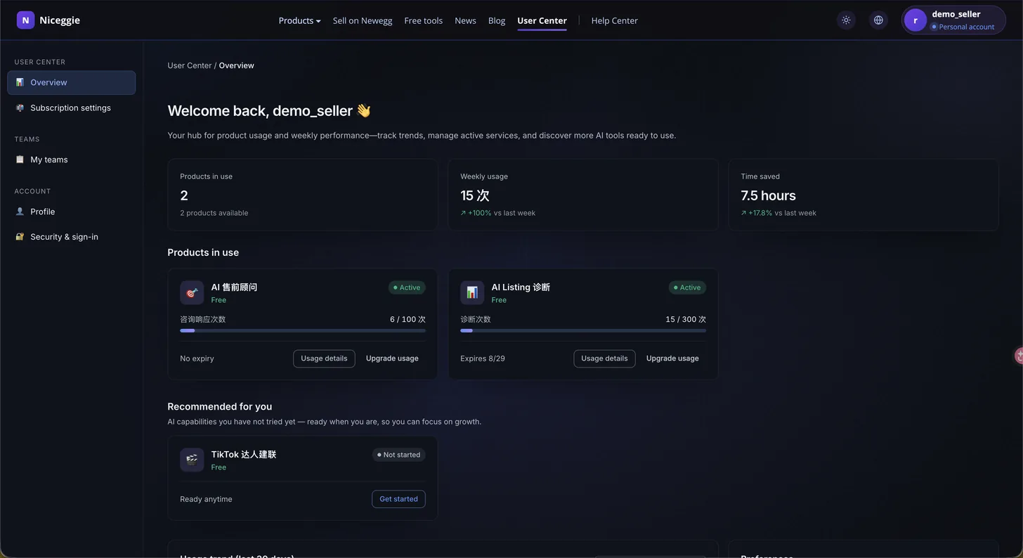User Center overview